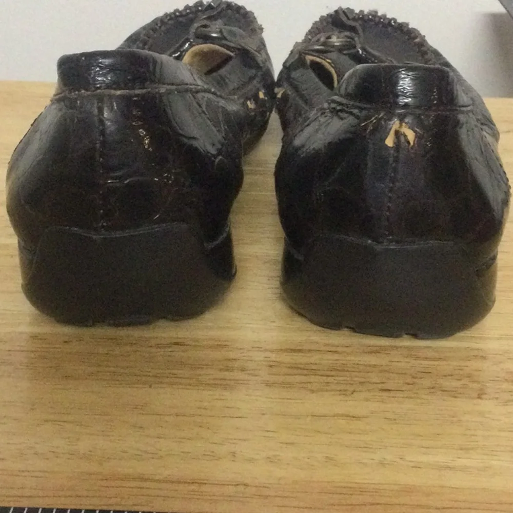 🌞 Naturalizer Brown Gator Croc embossed preppy loafers women size 8